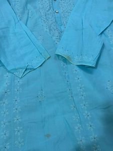 🩵Sky Blue Lucknowi baadla Kurta Set🩵