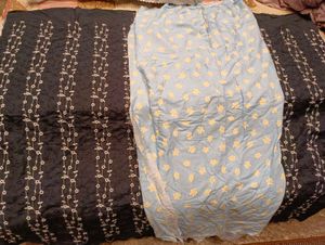 Blue Embroidered Dress Material