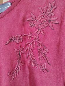 Beautiful Maroon Top with Embroidery for casual we