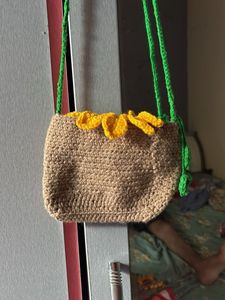 Handmade Crochet Sunflower Bag