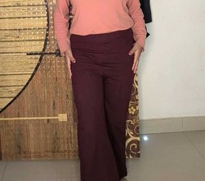 Burgundy Wide Leg Trousers