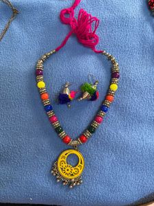 Colorful Beaded Necklace & Earrings Set