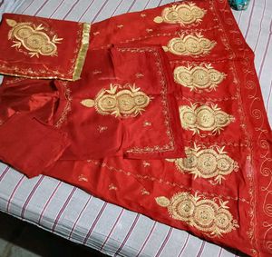 Red &amp; Gold Rajathani Suit