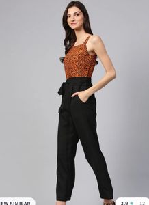 Zima Leto Brown &amp; Black Printed Basic Jumpsuit