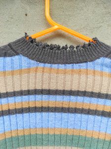 Striped Ribbed Knit Sweater