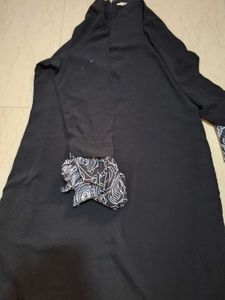 Black Midi Dress with Swirl Sleeves