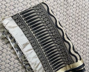 Stylish Black and White Saree