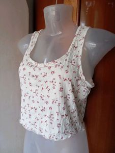 Cute Floral Print Crop Tank Top