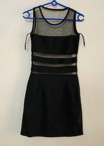 Chic Black Mesh Panel Dress