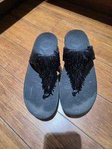 🎉Today only🎉Black Embellished Flip-Flops