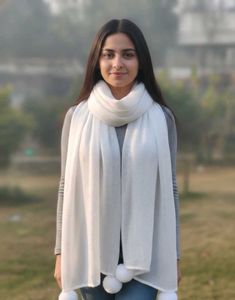 Yellow Scarf with Pom Po