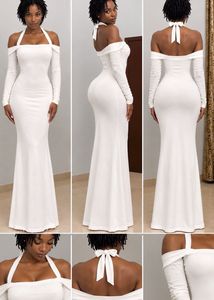 White halterneck  Sleeve Dress