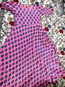 Gerua Pink💗 Printed Fit &amp; Flare anarkali kurta