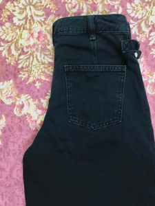 Stylish Wide-Leg Black Denim Jeans