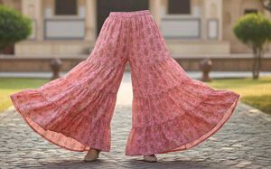 Pink Floral Print Palazzo Pants