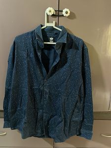 Men's Navy Dot Print Long Sleeve Shirt