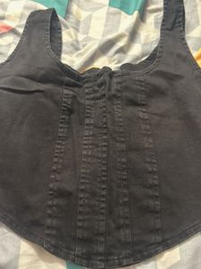 Black Denim Corset Top