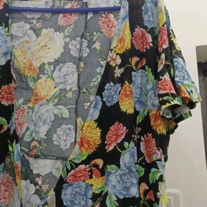 long black floral open shrug. never worn it. from Thailand