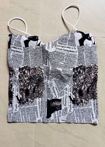 Newspaper Print Crop Top
