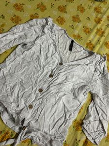 White Button-Up Tie-Front Top
