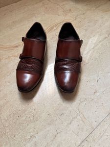 Men's Brown Leather Monk Strap Shoes
