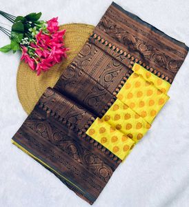 Vibrant Yellow Saree with Paisley Border