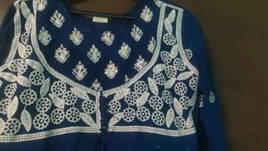 Elegant Navy Blue Embroidered Kurta