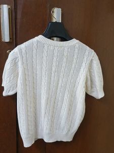 Cream Cable Knit Short Sleeve Cardigan