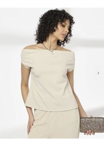 Cream Drape Neck Top