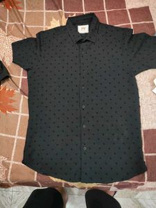 Stylish Black Textured Short Sleeve Shirt