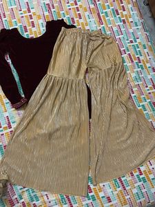 Velvet Kurta Set with Pleated Pants