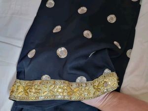 Elegant Black Kurta Set with Silver Accents