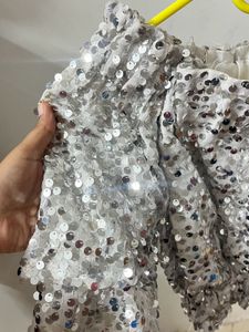 Sparkly Sequin Off-Shoulder Top