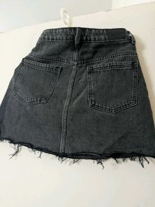 Distressed Gray Denim Mini Skirt