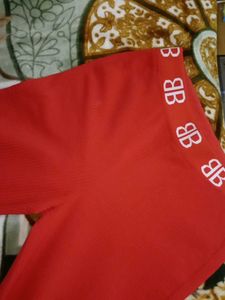 Red Ribbed Trouser For Women
