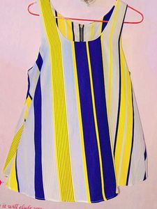 Striped Sleeveless Top with Zip Detail