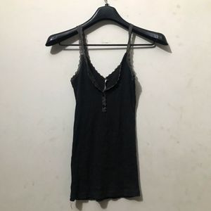 Y2K Black Lace Trim Cami Top