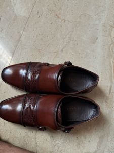 Men's Brown Leather Monk Strap Shoes