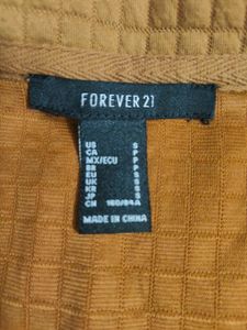 FOREVER 21 Brown Waffle Knit Shirt Style Crop Top