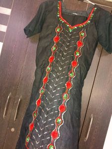 Black Embroidered Kurta