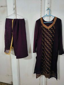 Purple Kurta Palazzo Set with Dupatta