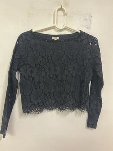 AND Black Lace Long Sleeve Top