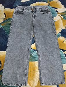 Washed Grey Wide Leg Jeans