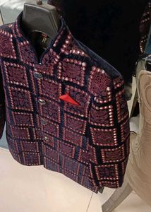 Elegant Embroidered Velvet Boy Party Jacket