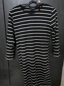 Black Bodycon Striped Dress