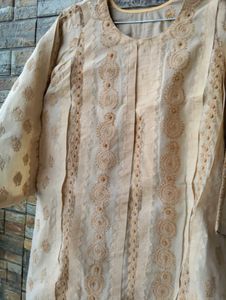 Brown chikankari kurta