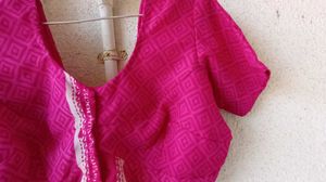 Vibrant Pink Geometric Print Blouse