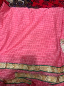Elegant Pink Embroidered Saree Very light weight