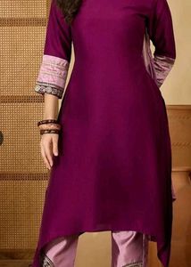 New purple kurta with embroidery pant and dupatta