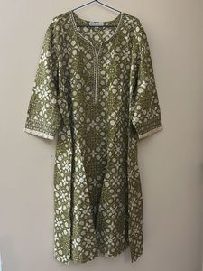 Olive Green Printed Kurta